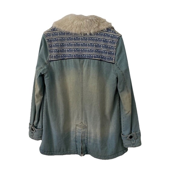 Free People Light Blue Jean Jacket with White Fur Collar - Picture 11 of 11